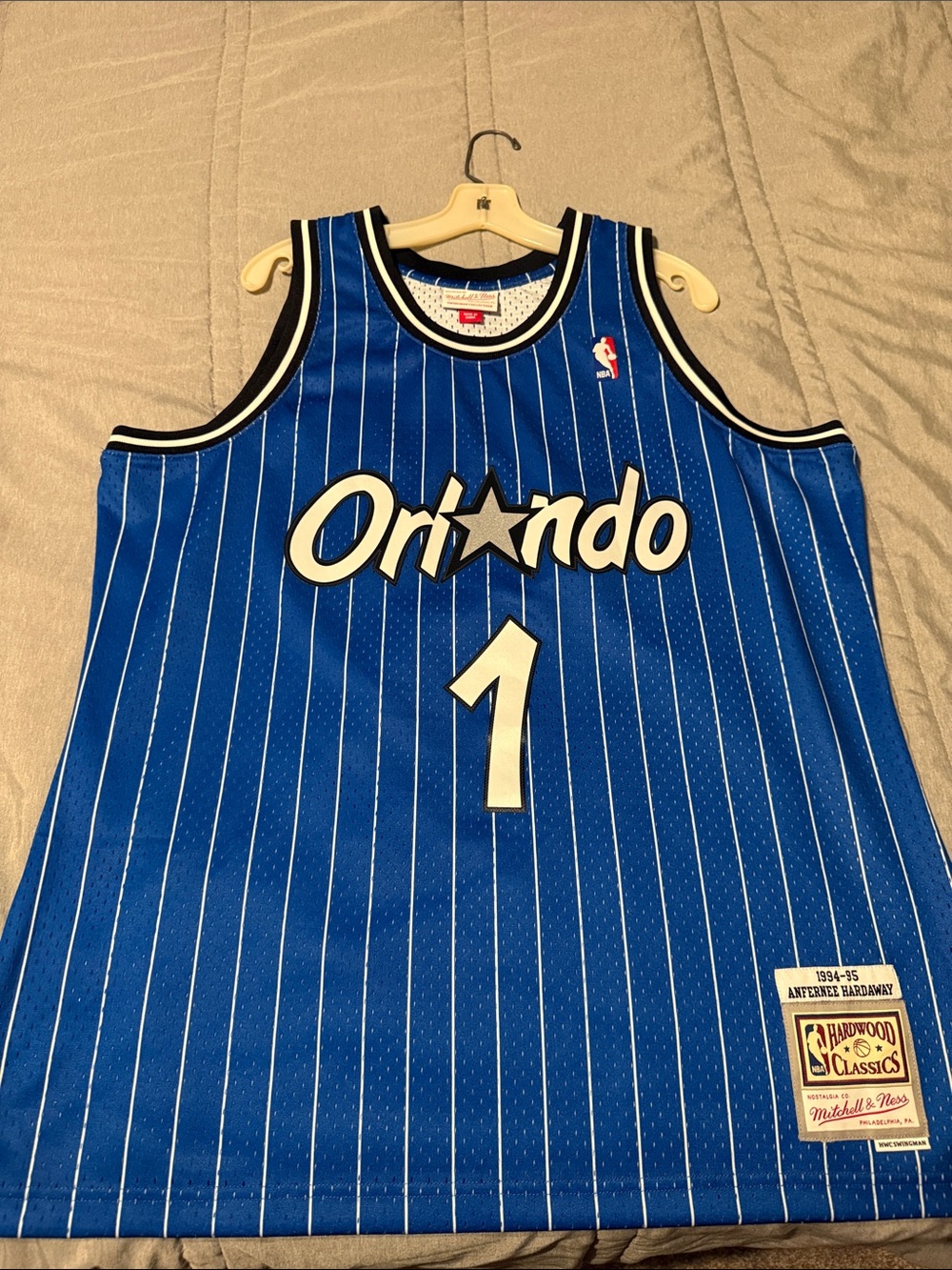 Penny Hardaway Mitchell & Ness Orlando blue pinstripe jersey